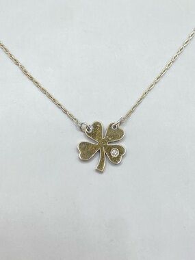 Gold Vermeil Crystal Accent Shamrock Pendant Necklace